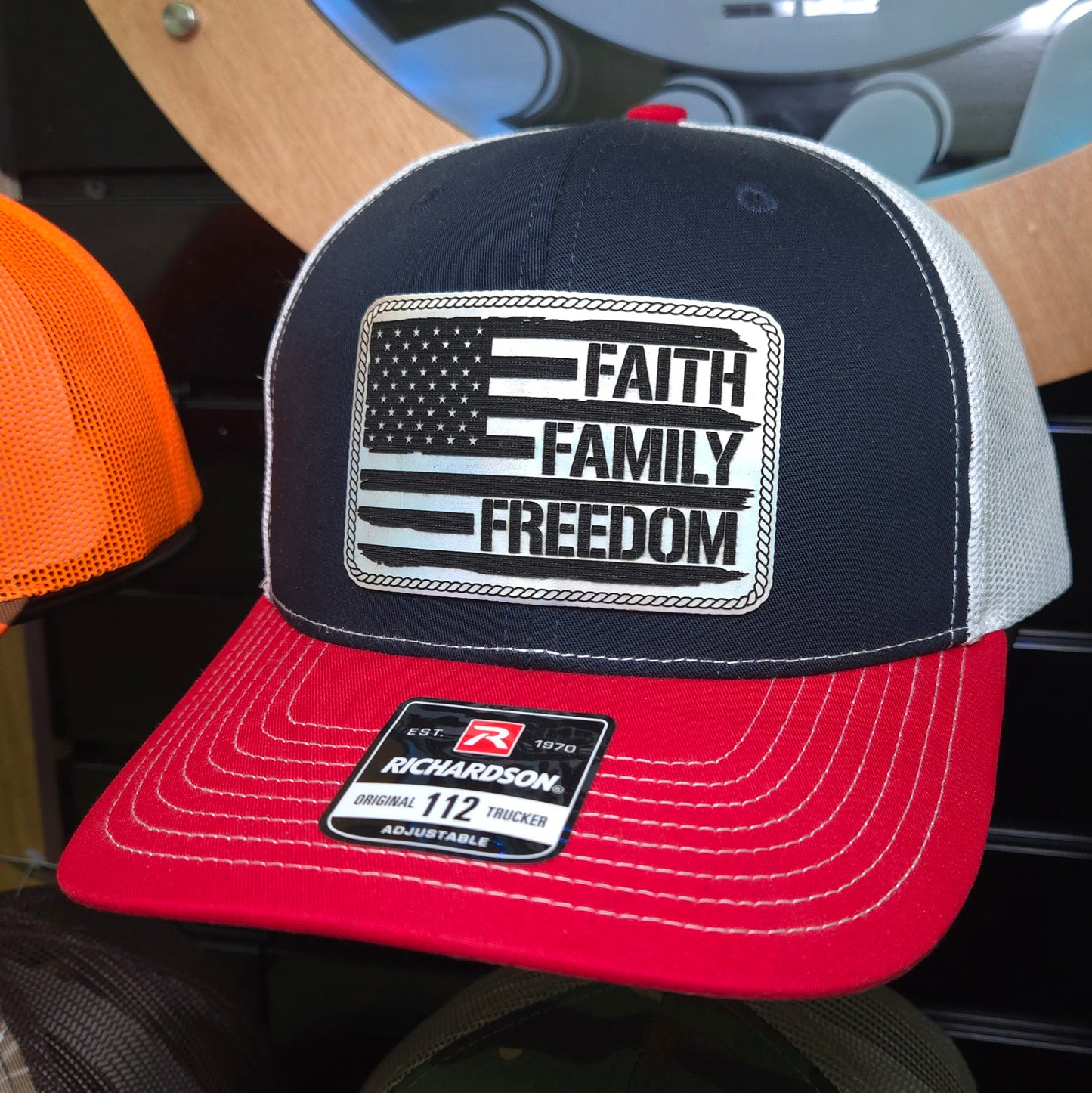 Faith • Family • Freedom Trucker Hat – Richardson 112 Patriotic Cap