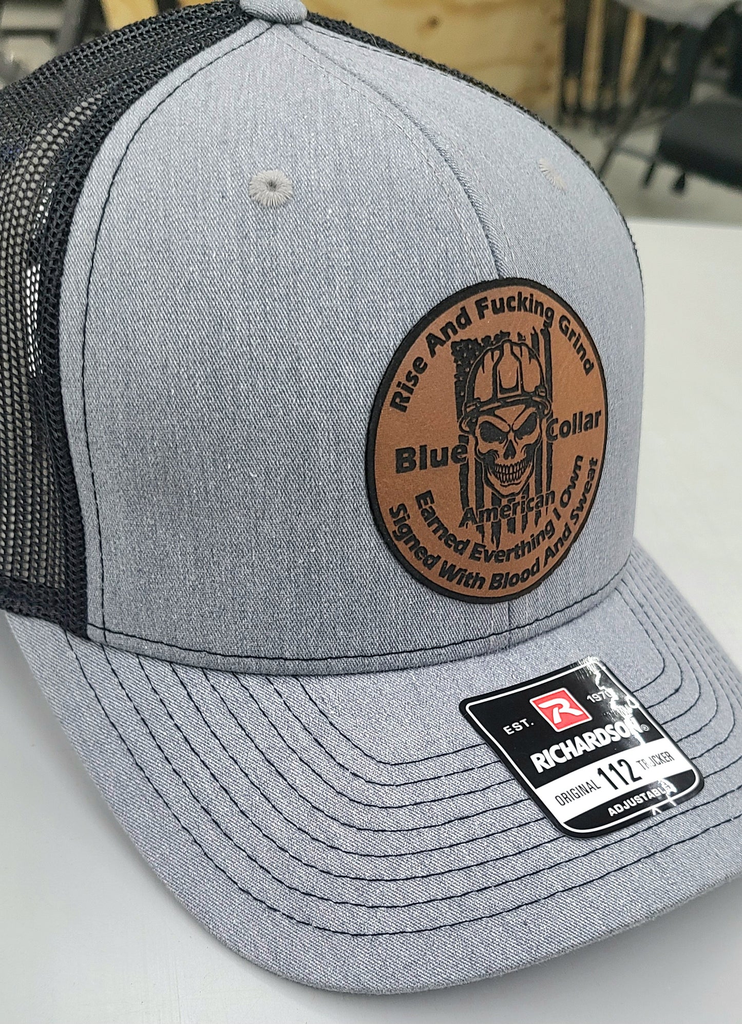 Blue Collar Leather Patch Hats