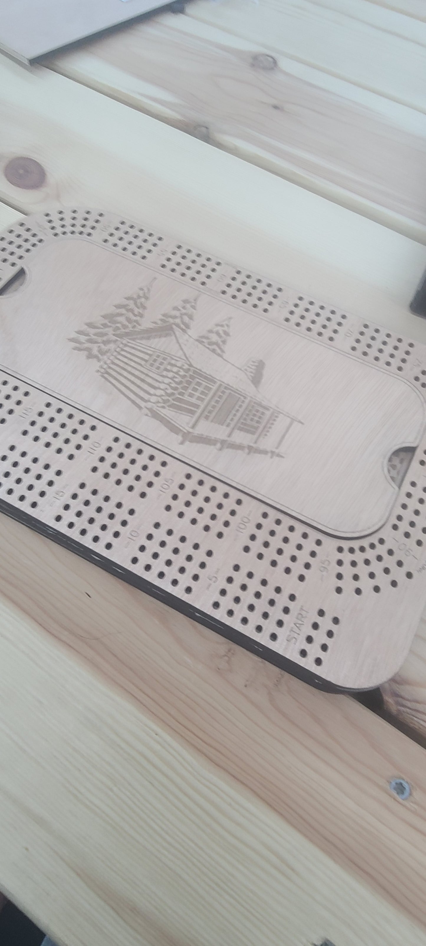 Laser cut cribbage board