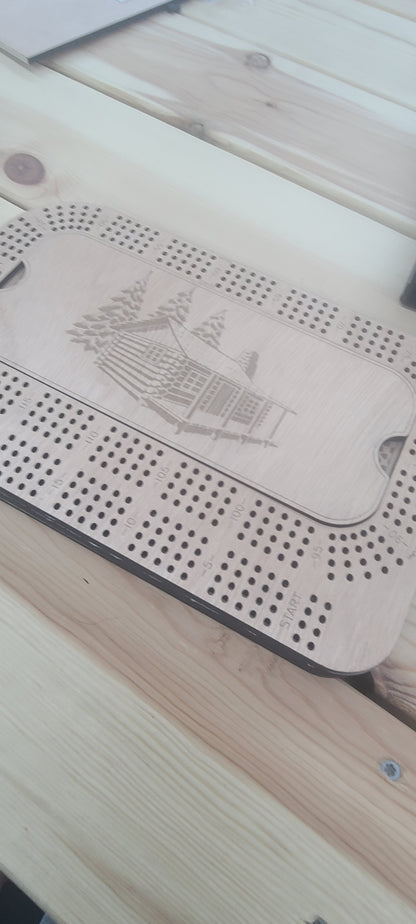 Laser cut cribbage board