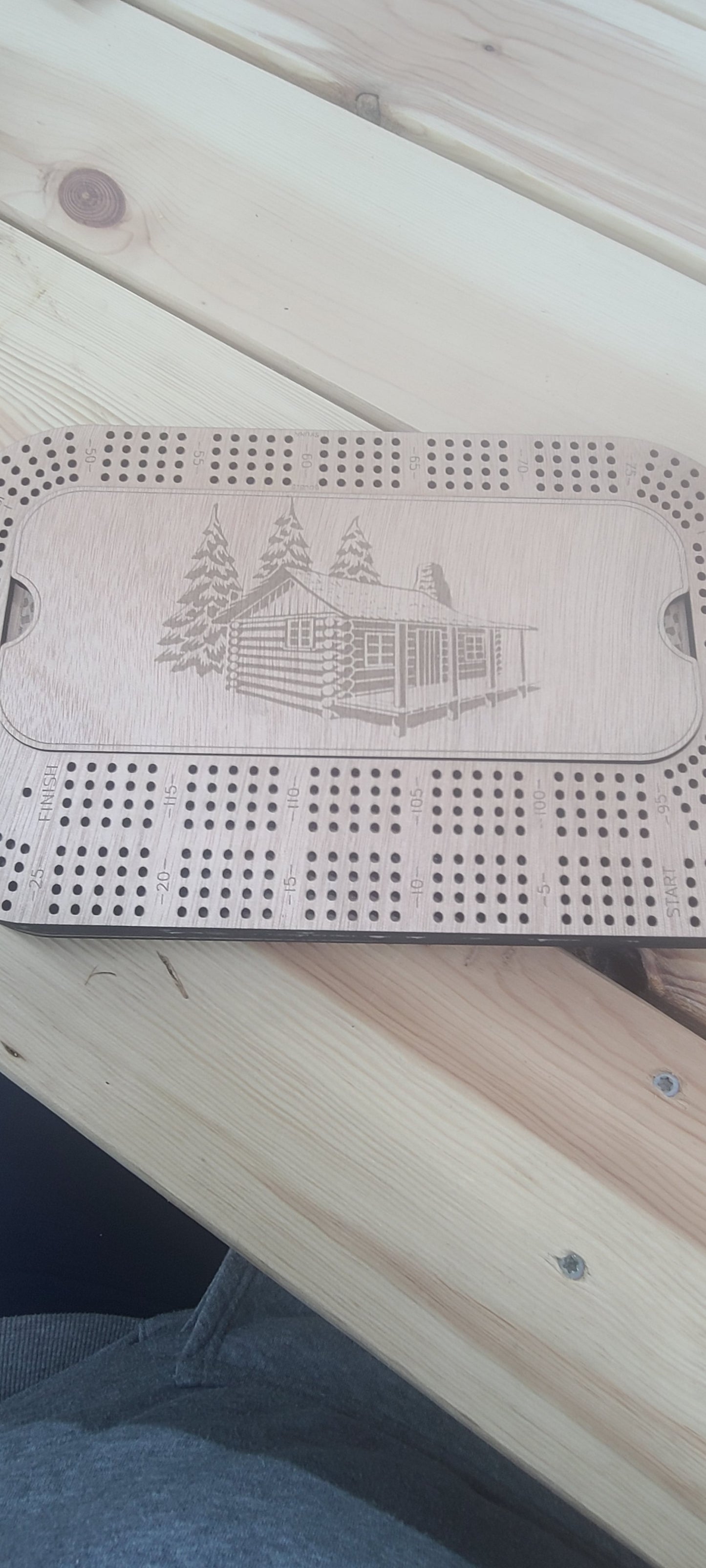 Laser cut cribbage board