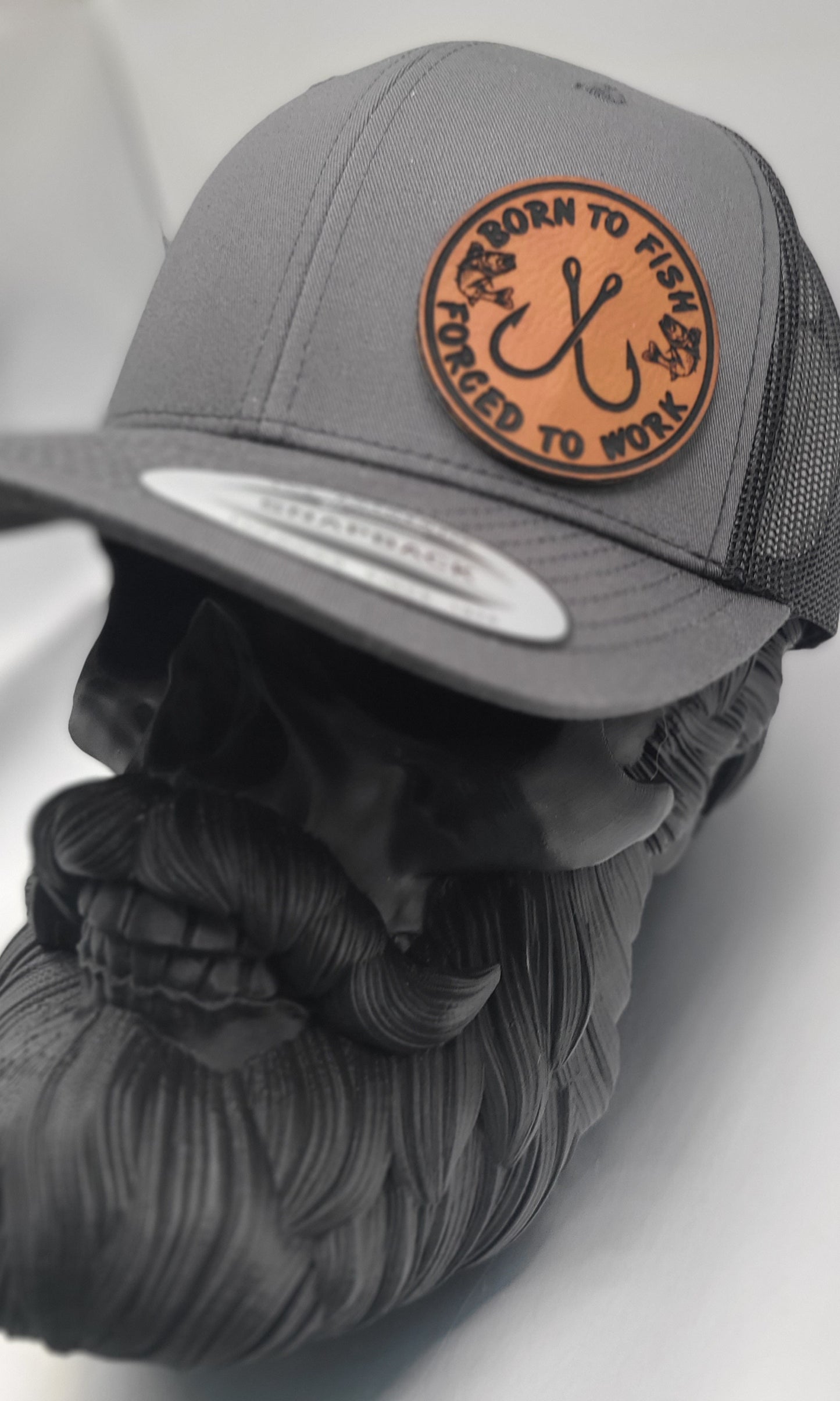 Yupoong Classic Patch Trucker hat, born to fish forced to work.