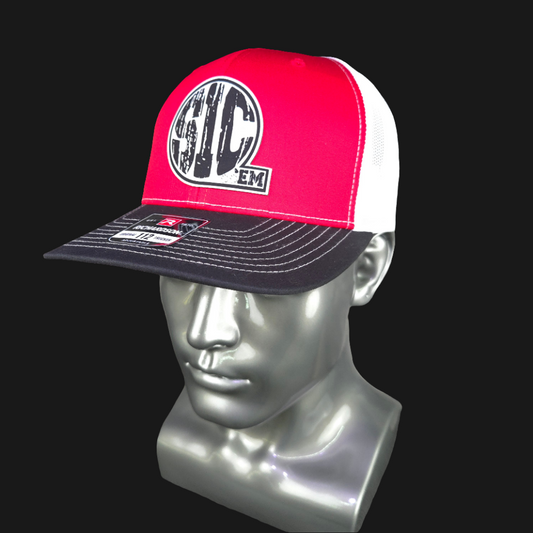 SIC ’EM Trucker Hat – Richardson 112 Snapback | Red, Black & White Mesh Cap