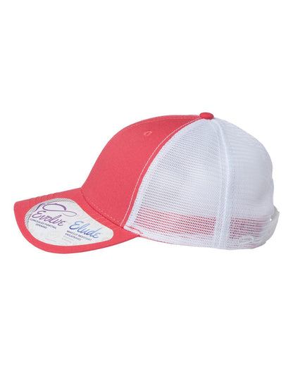 Coral/white ponytail hat
