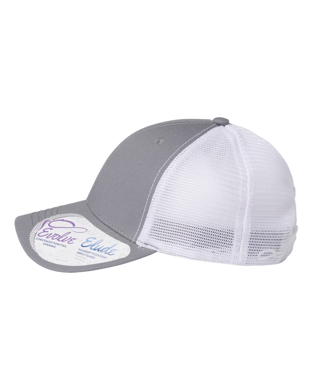 Grey/white ponytail hat