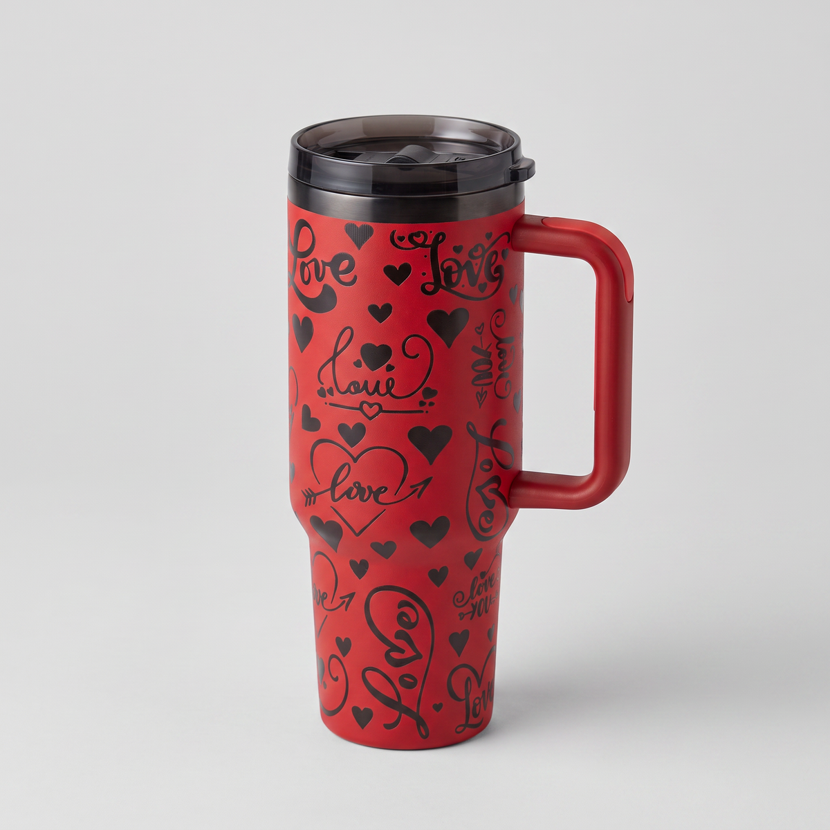 40oz Valentines Love tumbler - studio angle shot