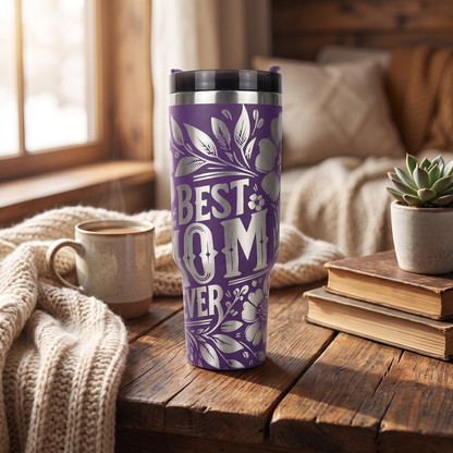 40oz Best Mom Ever tumbler - insulated stainless steel tumbler, studio lifestyle shot