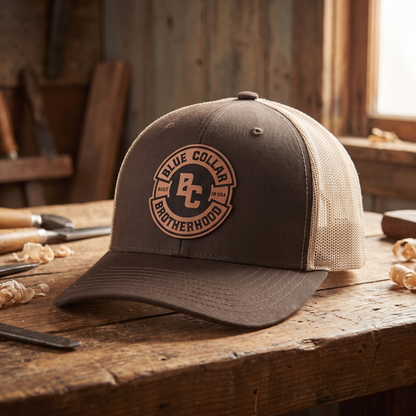 Blue Collar Brotherhood Leather Patch Hat - Chocolate Chip/Birch