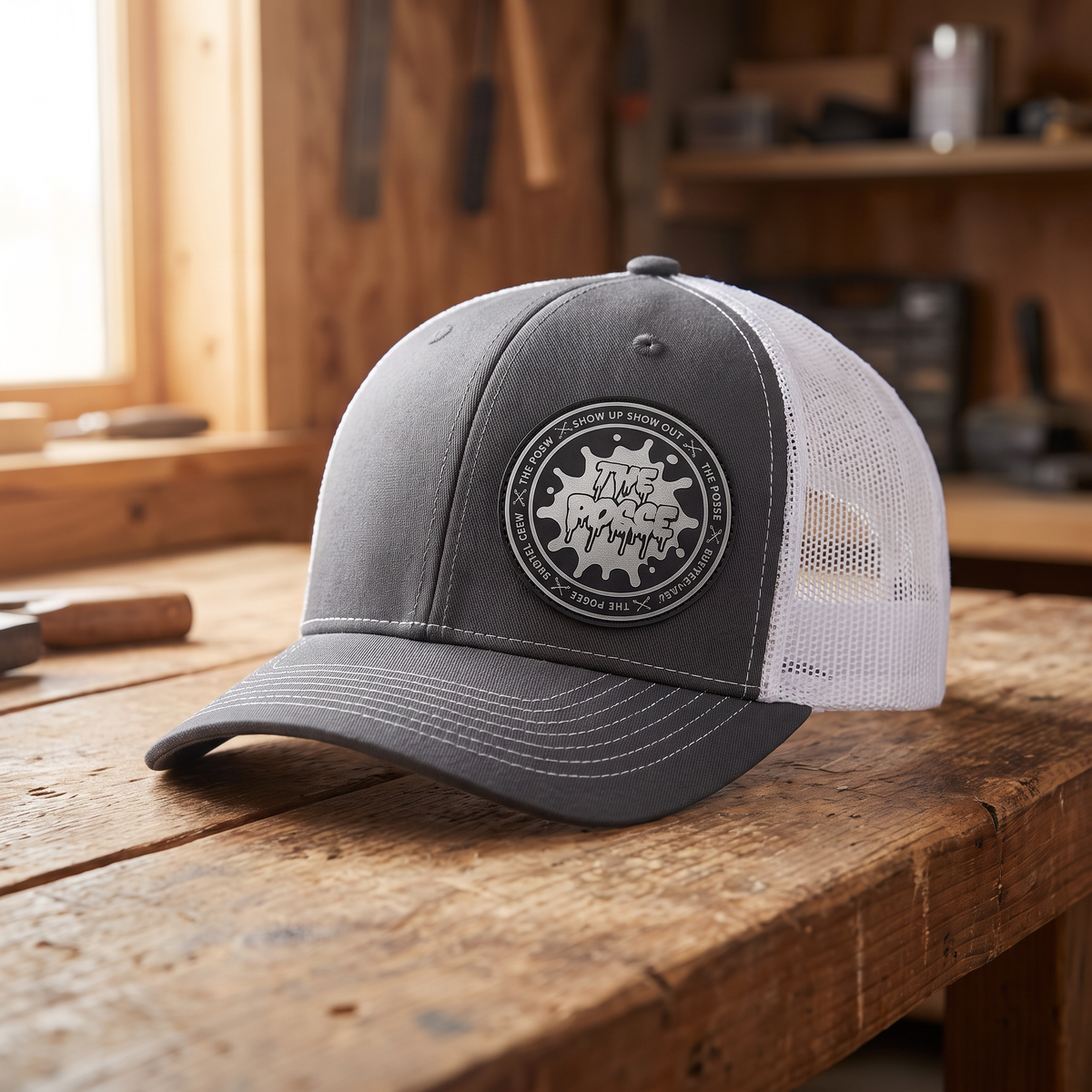 The Posse Patch Hat - Charcoal Grey/White