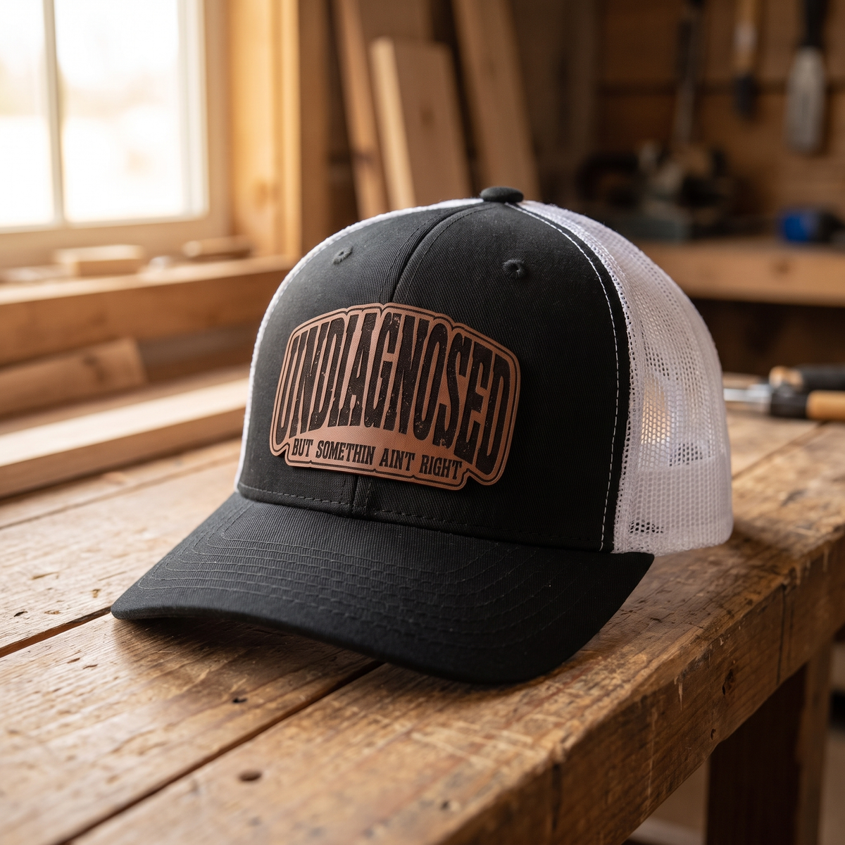 Undiagnosed But Somethin Aint Right Trucker Hat - Black/white ponytail