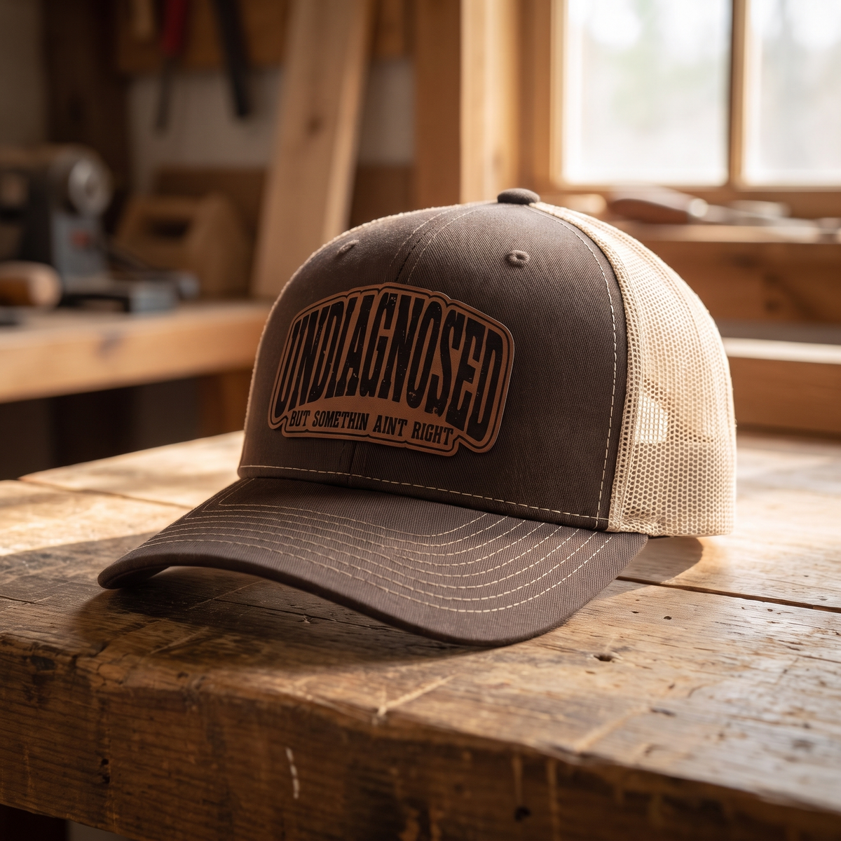 Undiagnosed But Somethin Aint Right Trucker Hat - Chocolate Chip/Birch