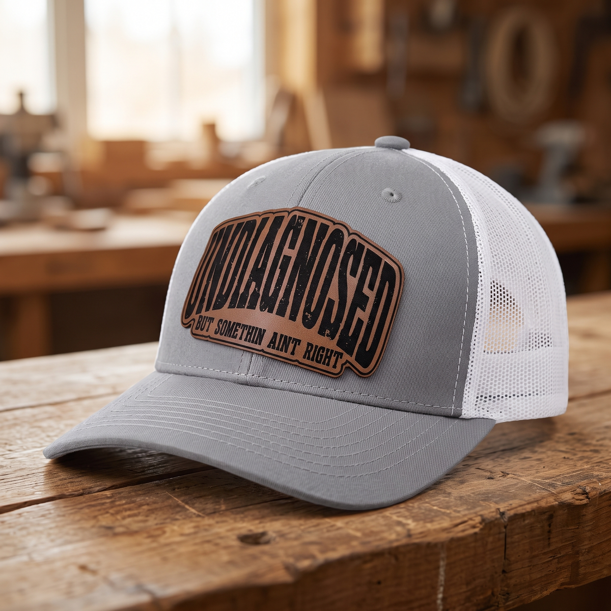 Undiagnosed But Somethin Aint Right Trucker Hat - Grey/white ponytail