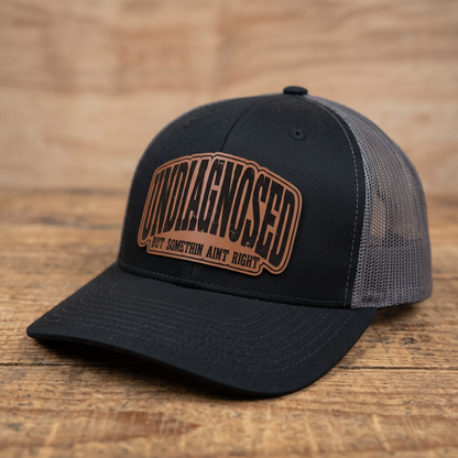 Undiagnosed But Somethin Aint Right Trucker Hat - Black/Charcoal Grey