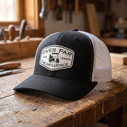 Over Par and Under the Influence Trucker Hat - Black/White