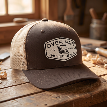 Over Par and Under the Influence Trucker Hat - Chocolate Chip/Birch