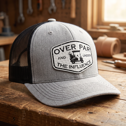 Over Par and Under the Influence Trucker Hat - Heather Grey/Black