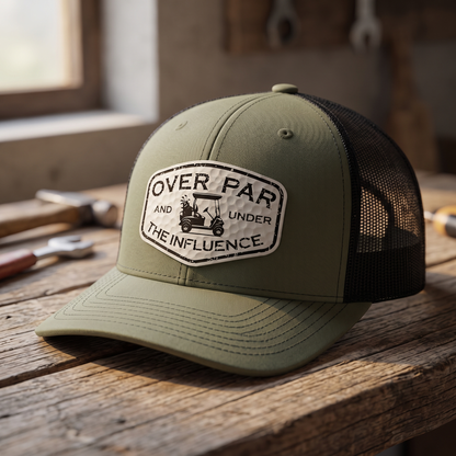 Over Par and Under the Influence Trucker Hat - Loden Green/Black