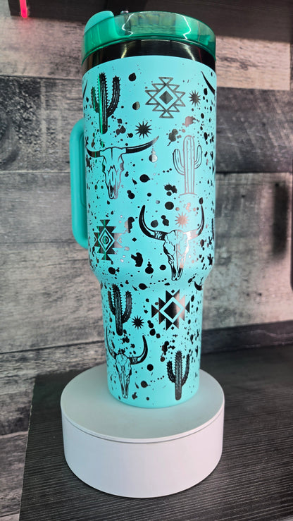 40oz Western Graphic Tumbler-double-wall stainless steel