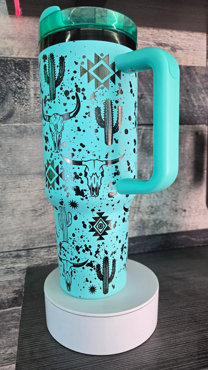 40oz Western Graphic Tumbler-double-wall stainless steel