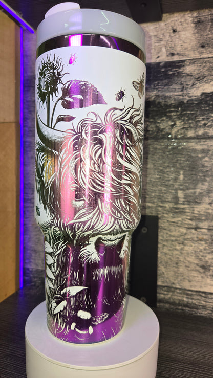 Highland Cow And Sunflowers 40oz Tumbler