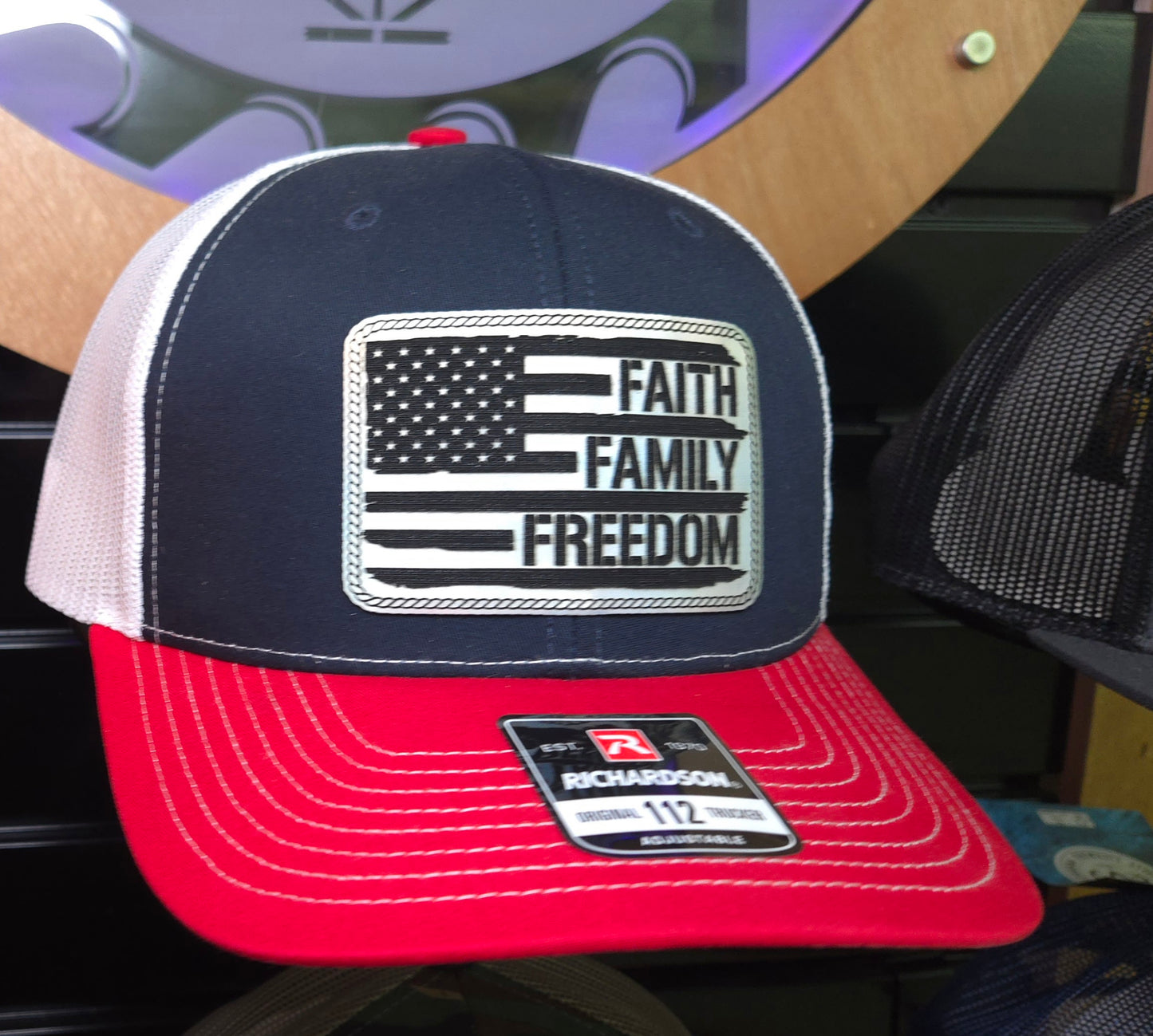 Faith • Family • Freedom Trucker Hat – Richardson 112 Patriotic Cap