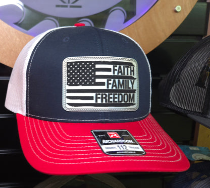 Faith • Family • Freedom Trucker Hat – Richardson 112 Patriotic Cap