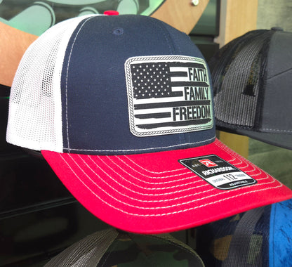 Faith • Family • Freedom Trucker Hat – Richardson 112 Patriotic Cap