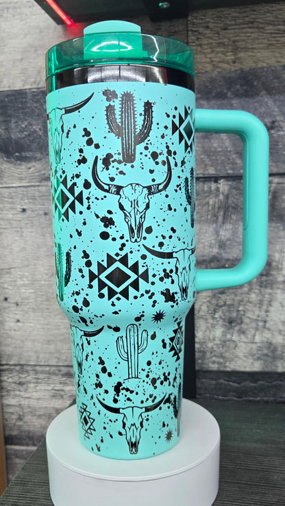 40oz Western Graphic Tumbler-double-wall stainless steel