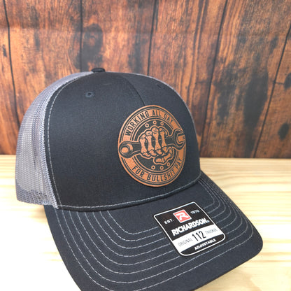 “Working All Day for Bullsh*t Pay” Leather Patch Hat – Richardson 112 Trucker | Blue Collar Classic